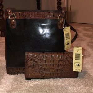 NWT Brahmin black & brown handbag and clutch